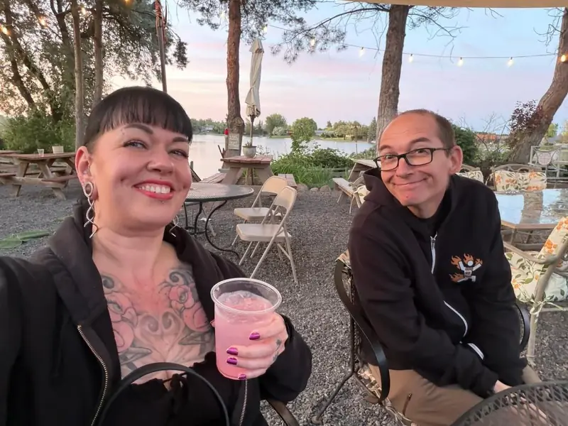 Fest-goers by the patio