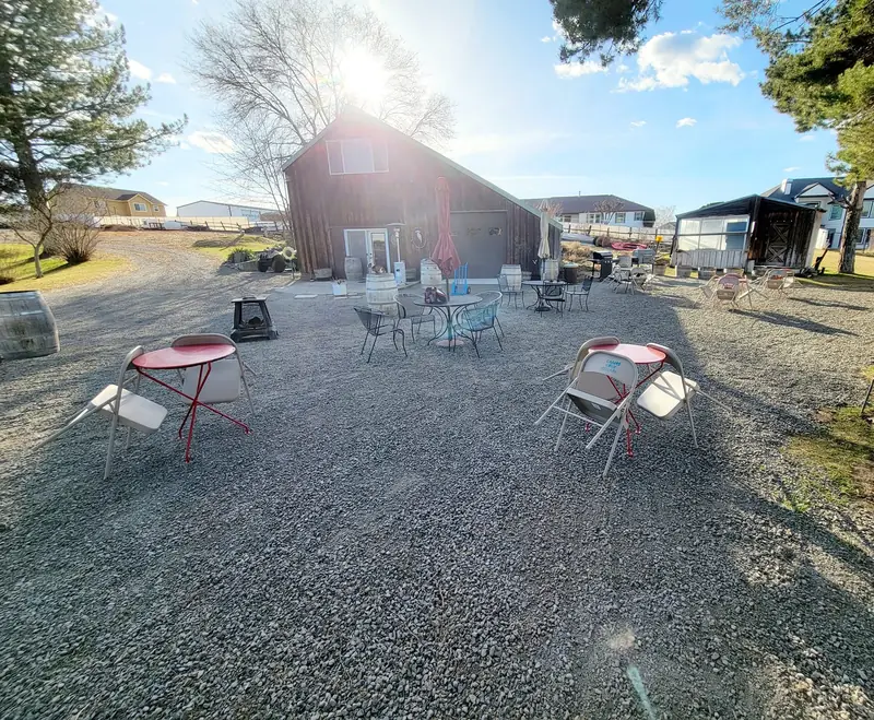 The barn tasting room and patio