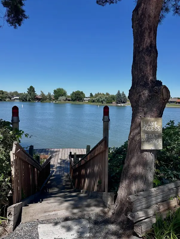 The dock stairs down to Moses Lake